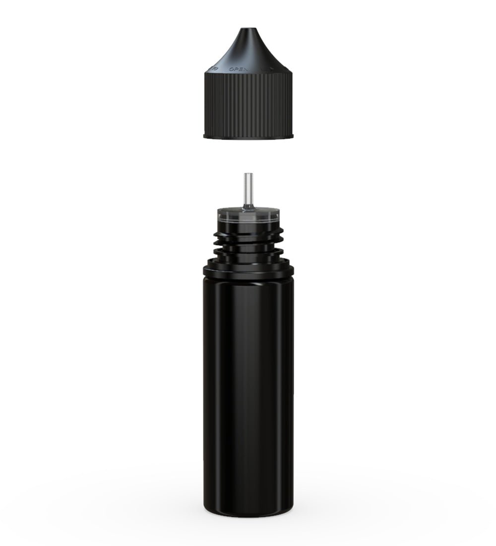 CHUBBY GORILLA | Child Resistant Unicorn V3 PET Dropper Bottles w/ Black Lid | 50mL - Black - 500 Count - 2