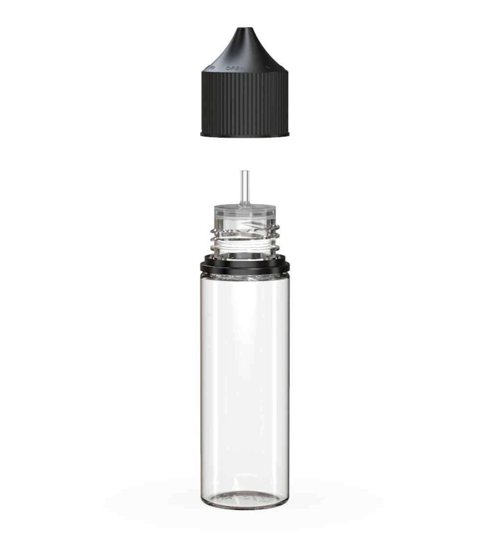 CHUBBY GORILLA | Child Resistant Unicorn V3 PET Dropper Bottles w/ Black Lid | 50mL - Clear - 500 Count - 2