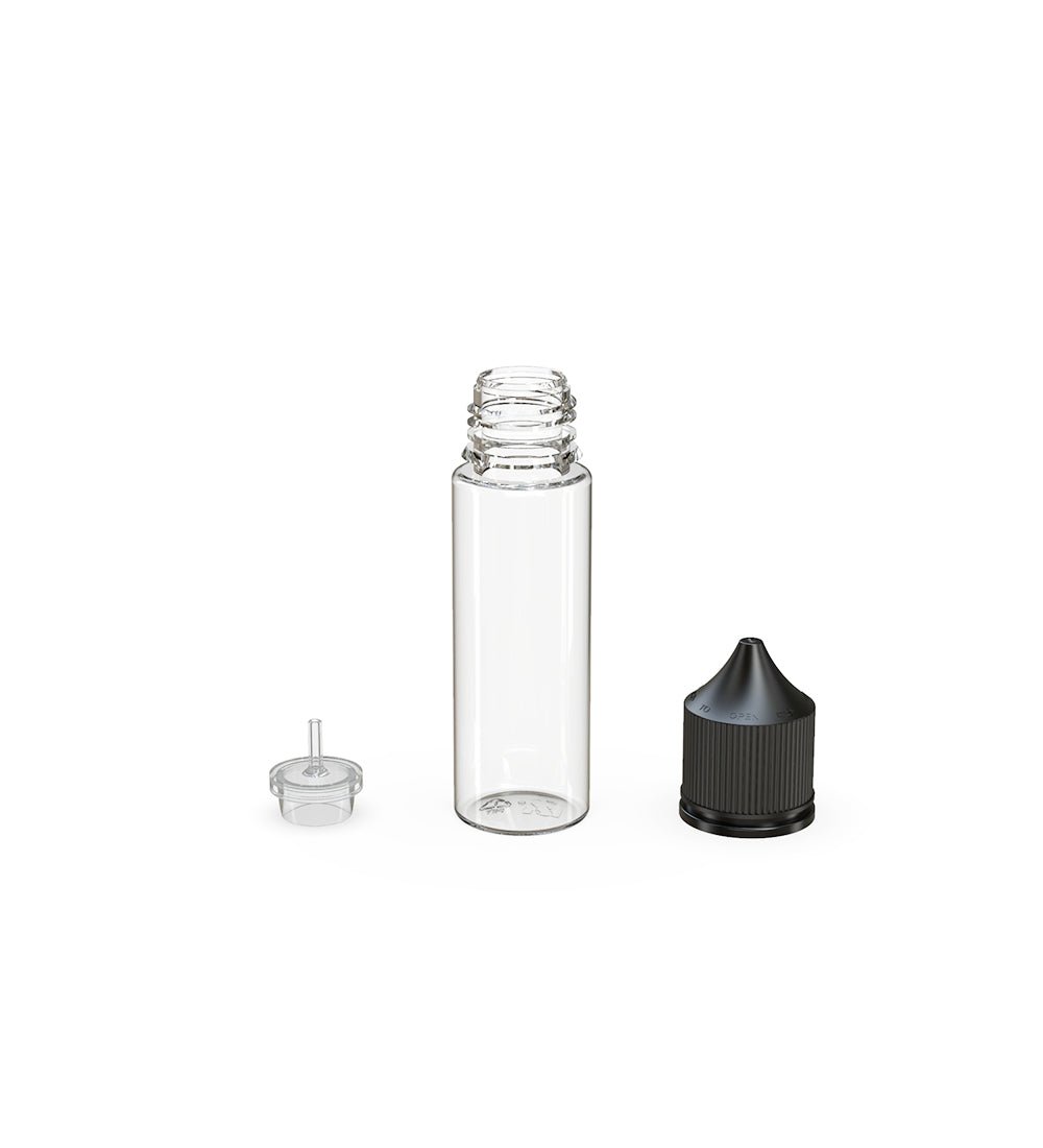 CHUBBY GORILLA | Child Resistant Unicorn V3 PET Dropper Bottles w/ Black Lid | 50mL - Clear - 500 Count - 4