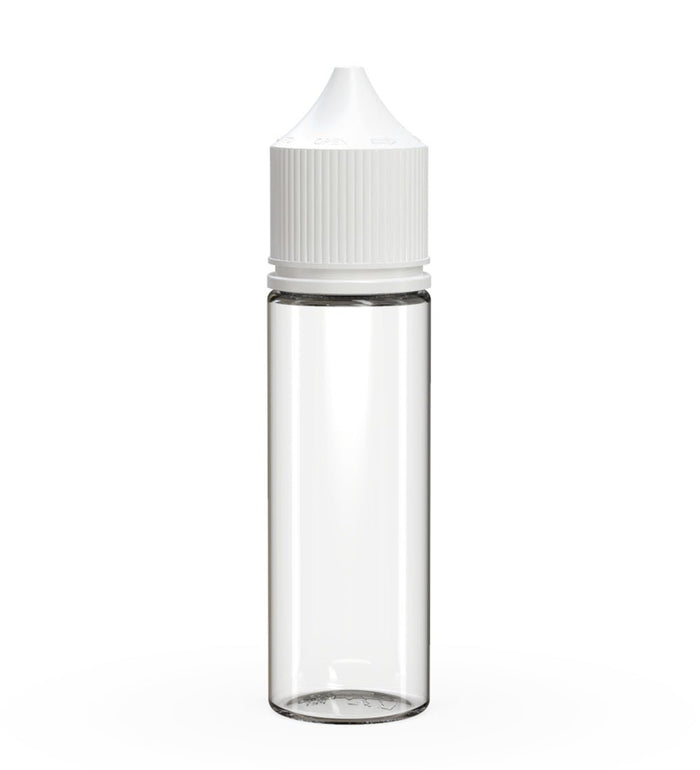 CHUBBY GORILLA Child Resistant Unicorn V3 PET Dropper Bottles Clear | 50mL - w/ White Lid | Sample Image