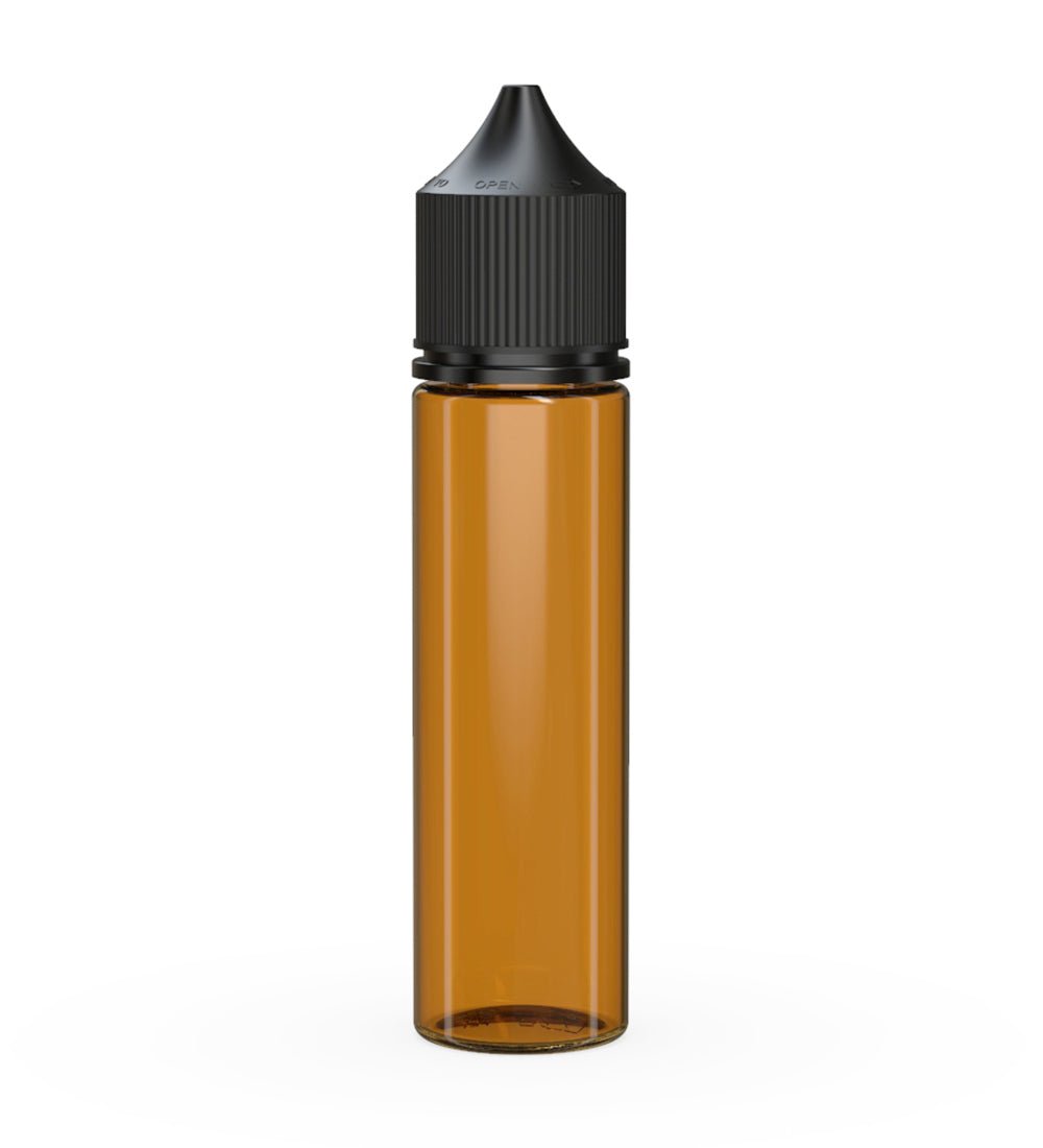 CHUBBY GORILLA Child Resistant Unicorn V3 PET Dropper Bottles w/ Black Lid | 60mL - Amber | Sample - 1