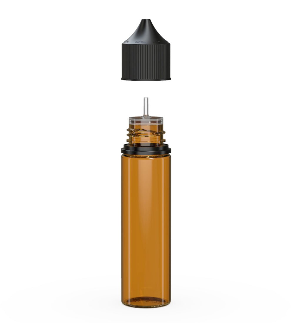 CHUBBY GORILLA | Child Resistant Unicorn V3 PET Dropper Bottles w/ Black Lid | 60mL - Amber - 500 Count - 2