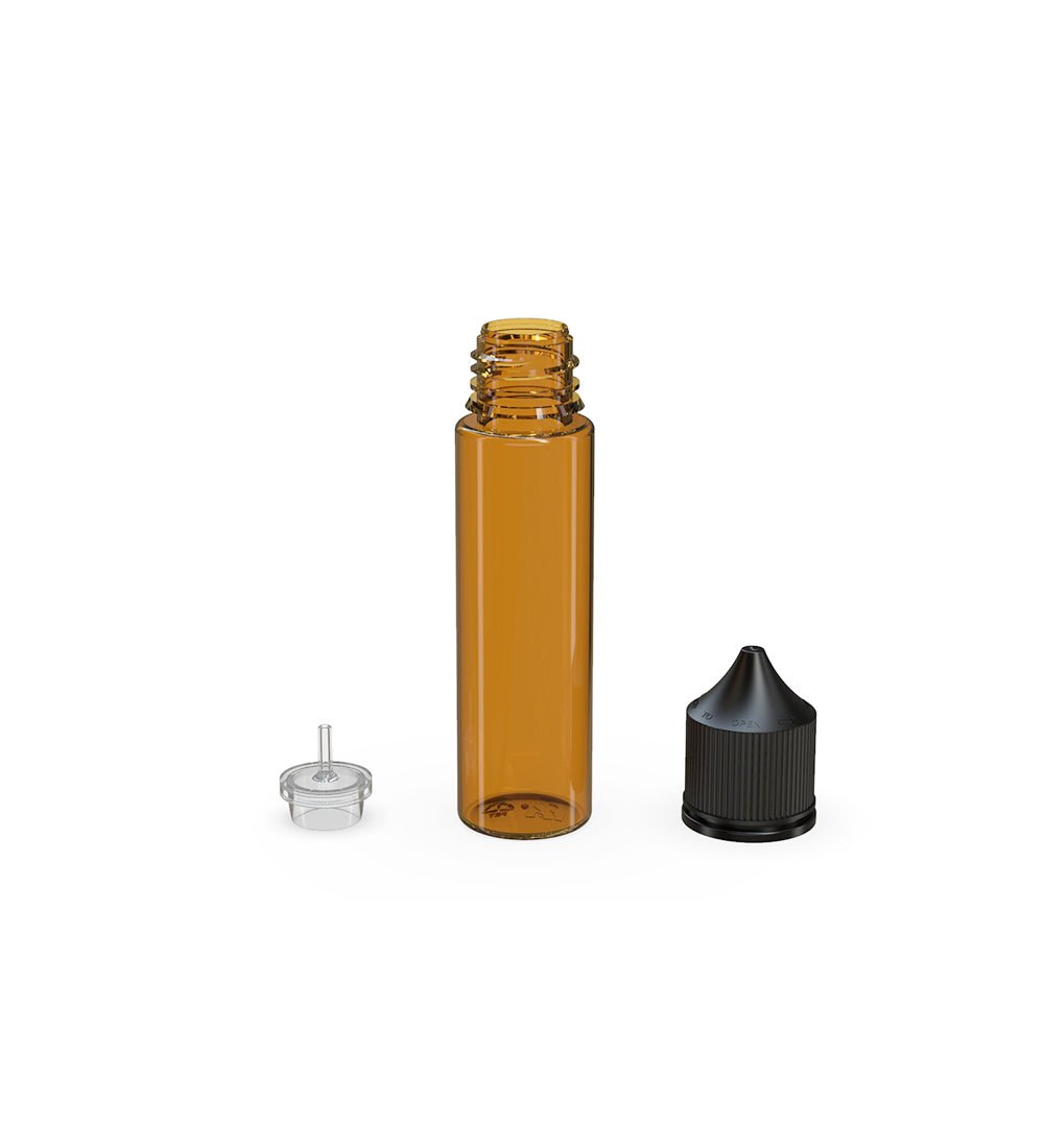 CHUBBY GORILLA | Child Resistant Unicorn V3 PET Dropper Bottles w/ Black Lid | 60mL - Amber - 500 Count - 4