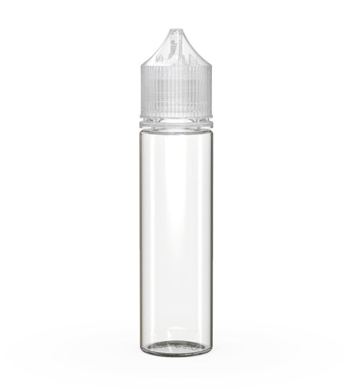 CHUBBY GORILLA Child Resistant Unicorn V3 PET Dropper Bottles Clear | 60mL - w/ Clear Lid | Sample Image