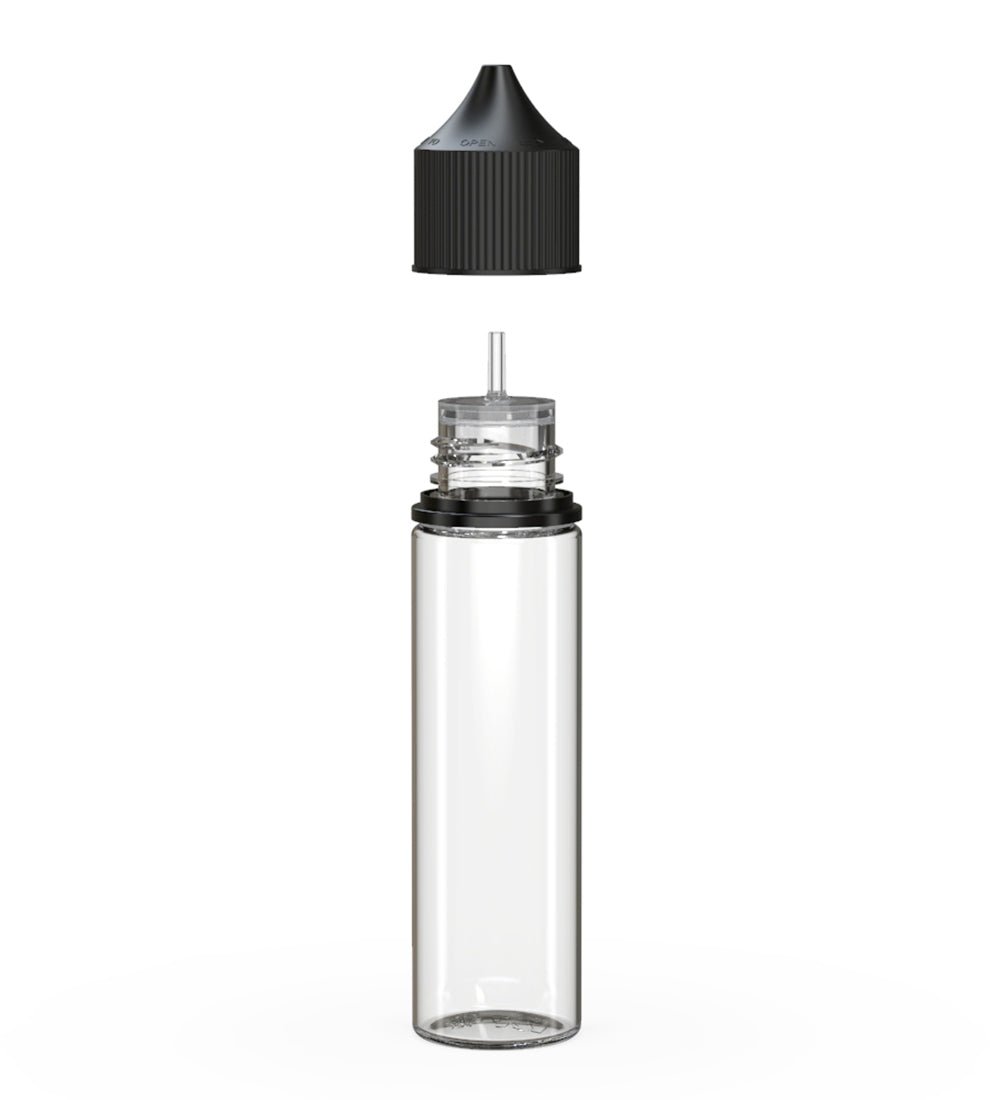 CHUBBY GORILLA | Child Resistant Unicorn V3 PET Dropper Bottles w/ Black Lid | 60mL - Clear - 500 Count - 2