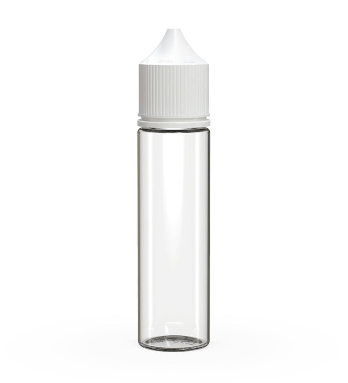 CHUBBY GORILLA Child Resistant Unicorn V3 PET Dropper Bottles Clear | 60mL - w/ White Lid | Sample Image