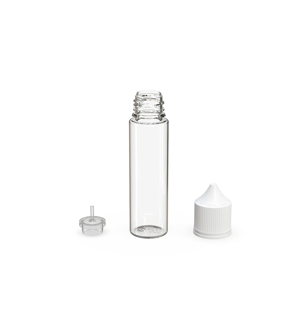 CHUBBY GORILLA | Child Resistant Unicorn V3 PET Dropper Bottles w/ White Lid | 60mL - Clear - 500 Count - 4