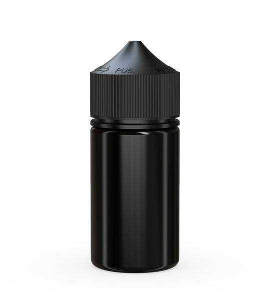 CHUBBY GORILLA Child Resistant Mini Unicorn PET Dropper Bottles w/ Black Lid | 60mL - Black | Sample - 1