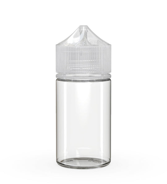 CHUBBY GORILLA Child Resistant Mini Unicorn PET Dropper Bottles w/ Clear Lid | 60mL - Clear | Sample - 1