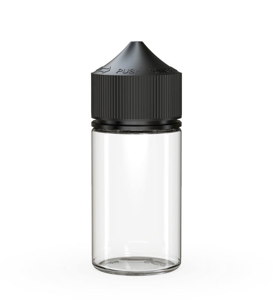 CHUBBY GORILLA Child Resistant Mini Unicorn PET Dropper Bottles w/ Black Lid | 60mL - Clear | Sample - 1