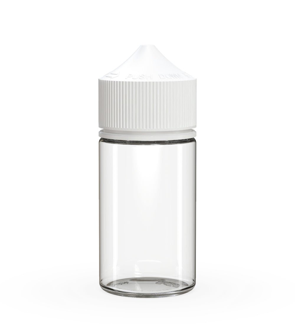 CHUBBY GORILLA Child Resistant Mini Unicorn PET Dropper Bottles w/ White Lid | 60mL - Clear | Sample - 1