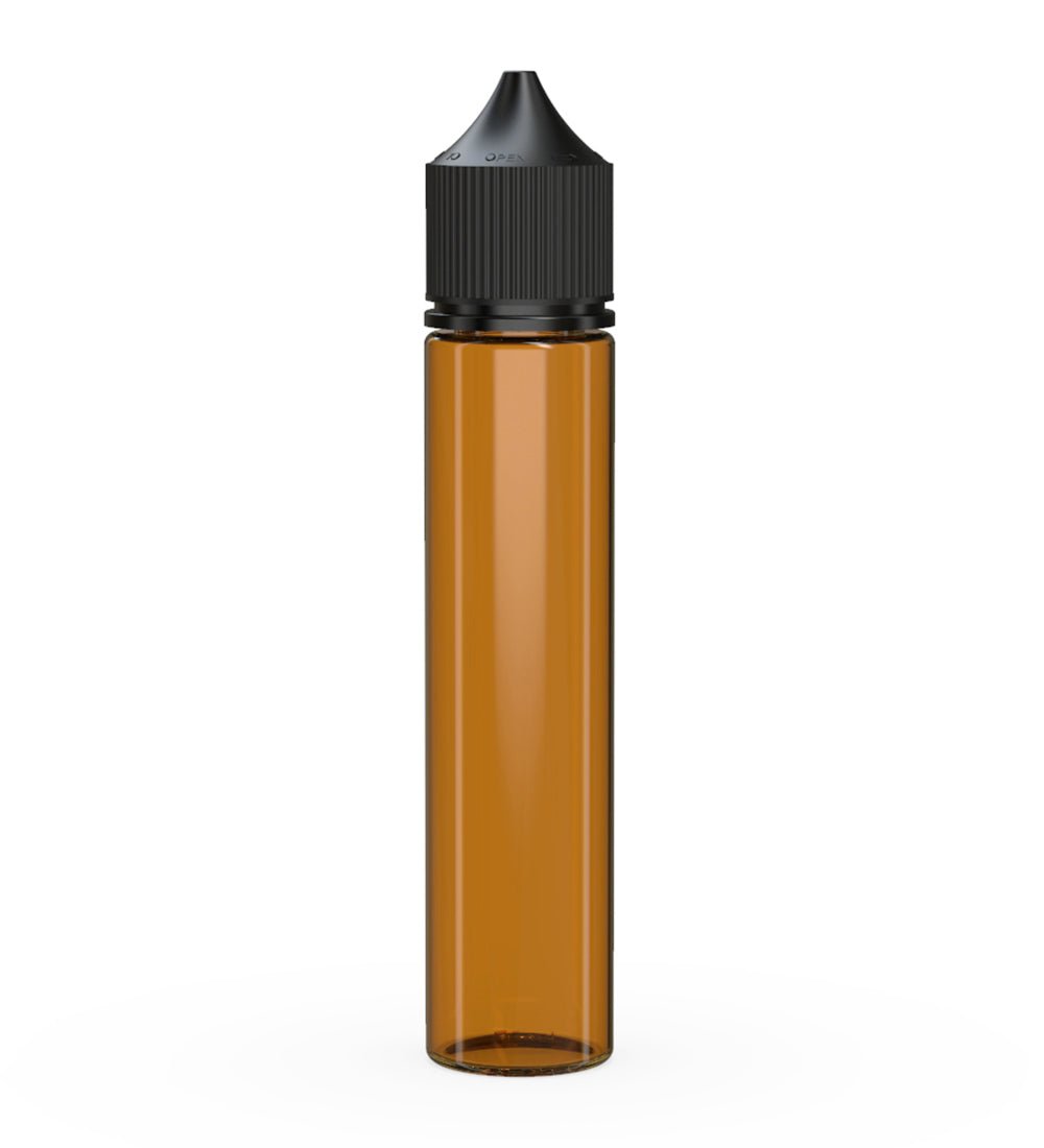 CHUBBY GORILLA | Child Resistant Unicorn V3 PET Dropper Bottles w/ Black Lid | 75mL - Amber - 500 Count - 1