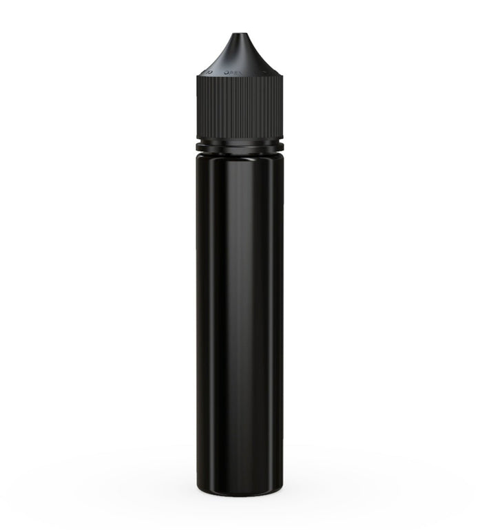 CHUBBY GORILLA Child Resistant Unicorn V3 PET Dropper Bottles Black | 75mL - w/ Black Lid | Sample Image