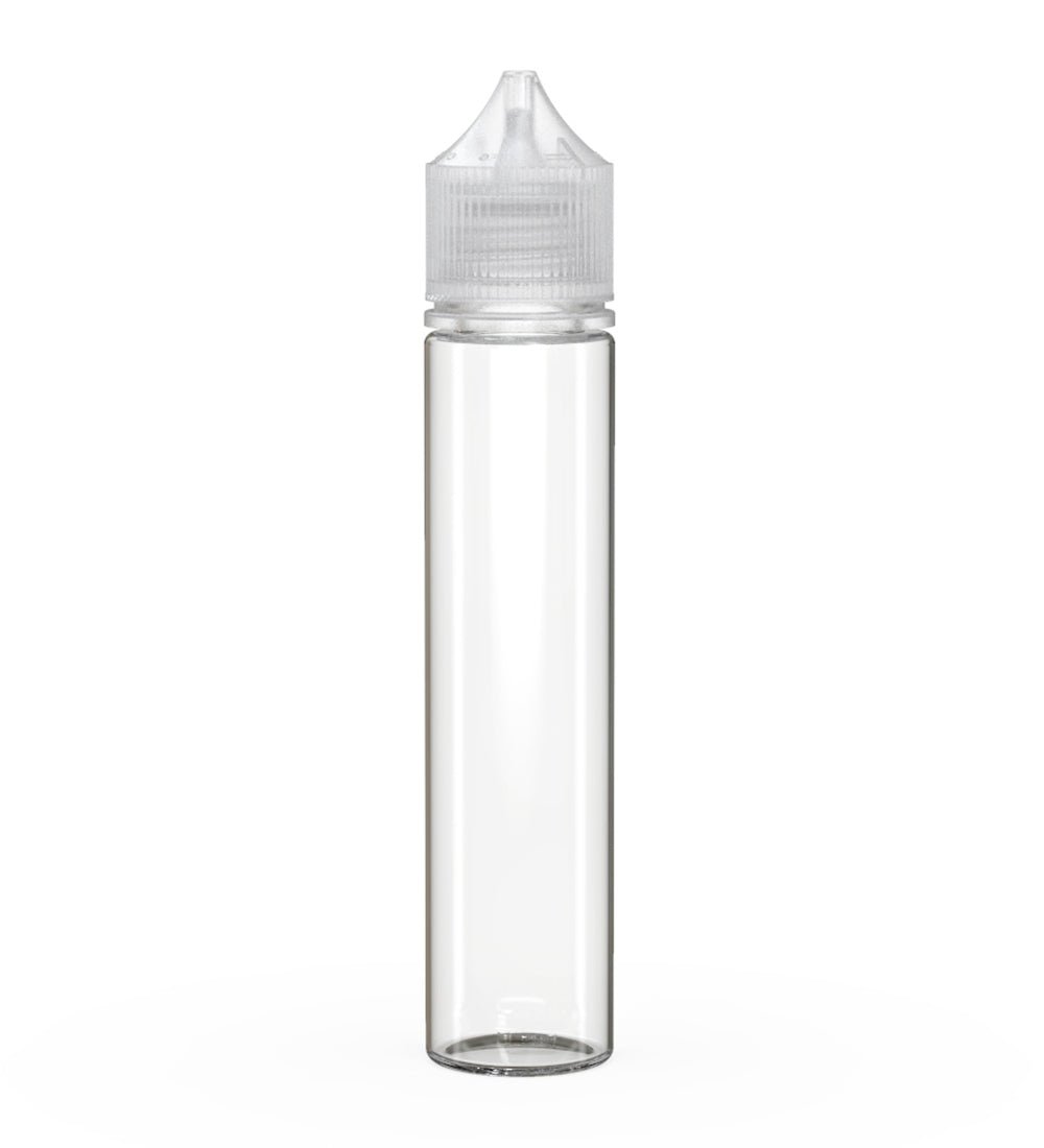 CHUBBY GORILLA | Child Resistant Unicorn V3 PET Dropper Bottles w/ Clear Lid | 75mL - Clear - 500 Count - 1