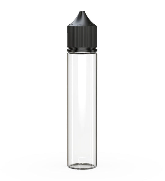 CHUBBY GORILLA | Child Resistant Unicorn V3 PET Dropper Bottles w/ Black Lid | 75mL - Clear - 500 Count - 1