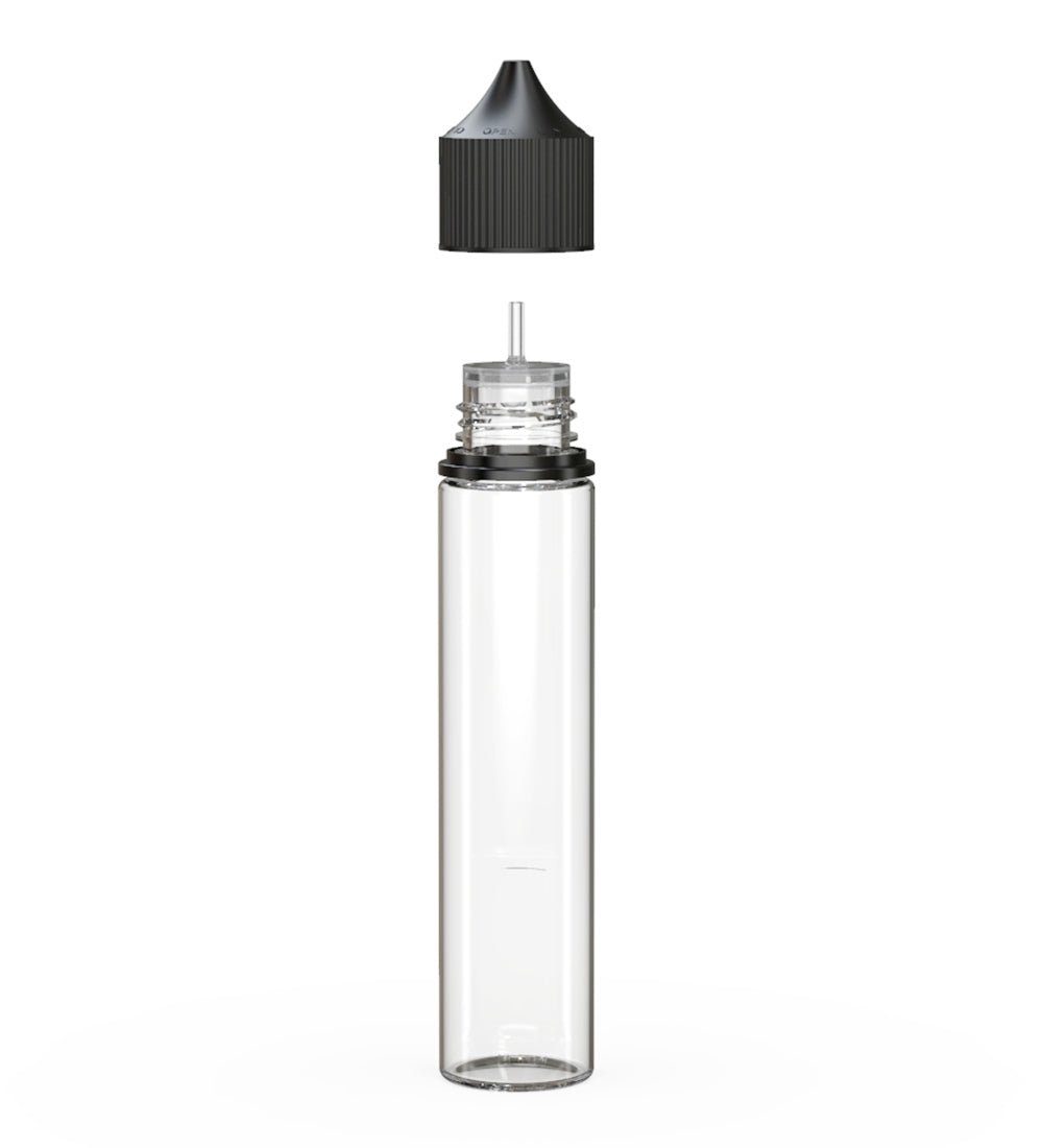 CHUBBY GORILLA | Child Resistant Unicorn V3 PET Dropper Bottles w/ Black Lid | 75mL - Clear - 500 Count - 2