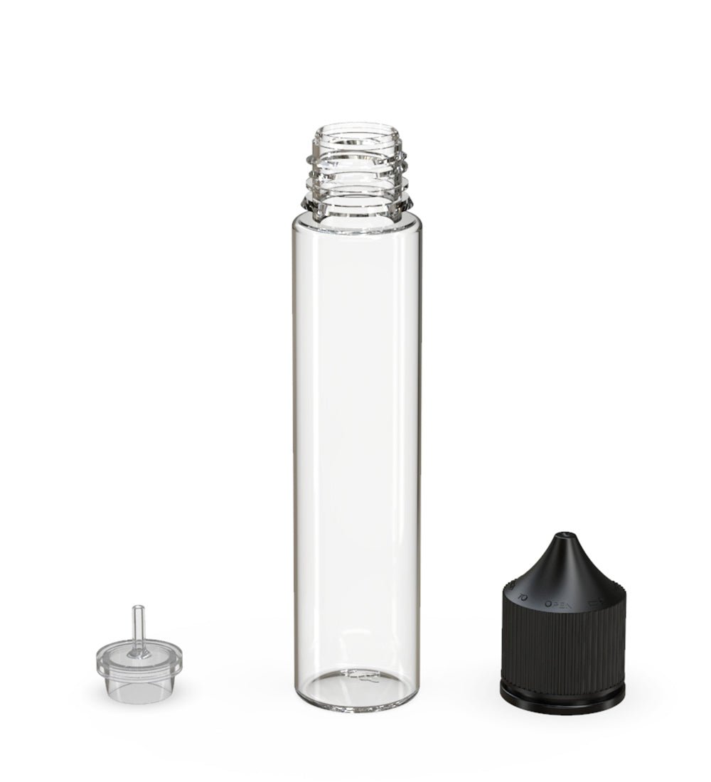 CHUBBY GORILLA | Child Resistant Unicorn V3 PET Dropper Bottles w/ Black Lid | 75mL - Clear - 500 Count - 4