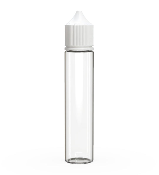 CHUBBY GORILLA | Child Resistant Unicorn V3 PET Dropper Bottles w/ White Lid | 75mL - Clear - 500 Count - 1