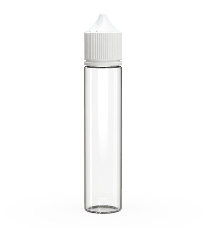 CHUBBY GORILLA Child Resistant Unicorn V3 PET Dropper Bottles Clear | 75mL - w/ White Lid | Sample Image