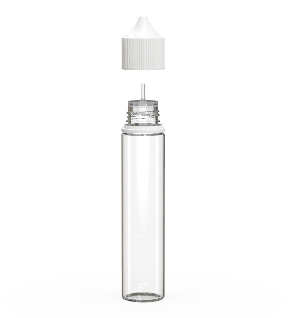 CHUBBY GORILLA | Child Resistant Unicorn V3 PET Dropper Bottles w/ White Lid | 75mL - Clear - 500 Count - 2