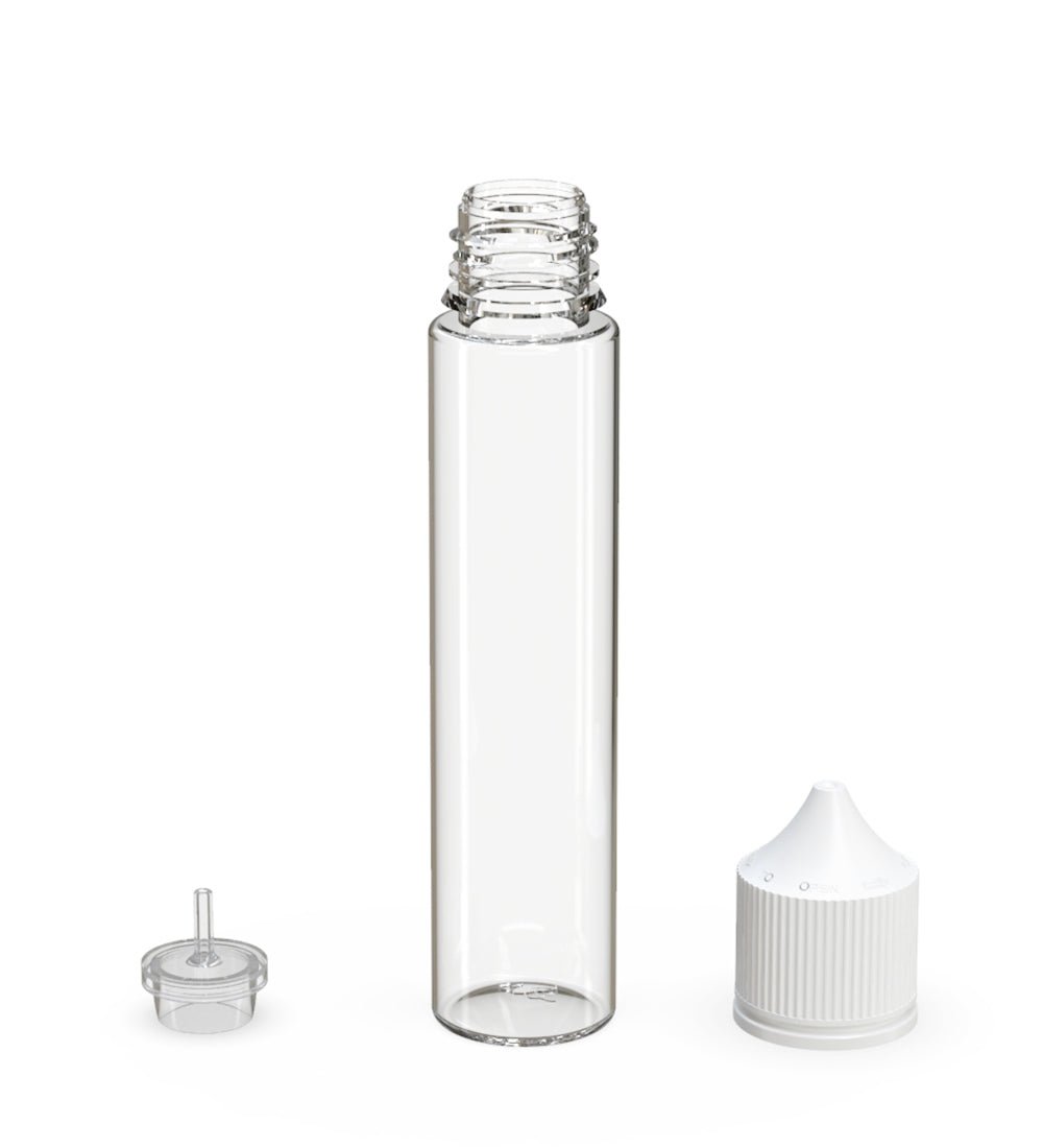 CHUBBY GORILLA | Child Resistant Unicorn V3 PET Dropper Bottles w/ White Lid | 75mL - Clear - 500 Count - 4