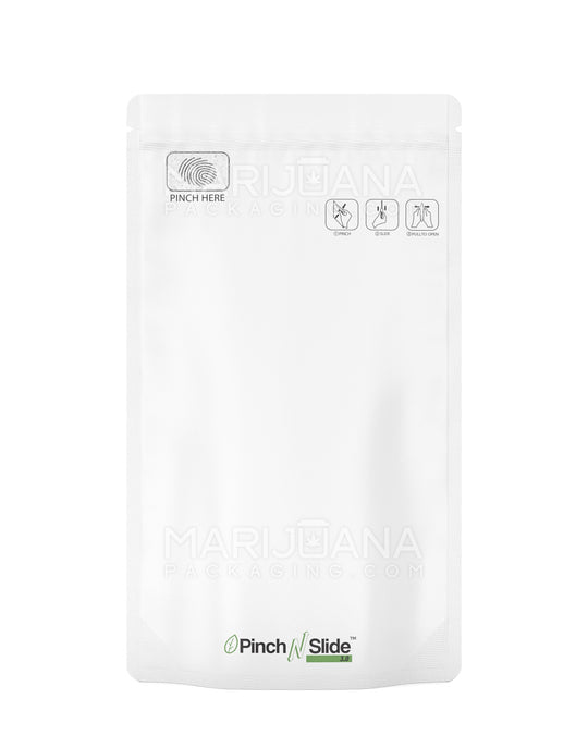 Child Resistant & Tamper Evident Pinch N Slide 3.0 Matte White PCR Mylar Bags | 5in x 8.8in - 14g | Sample