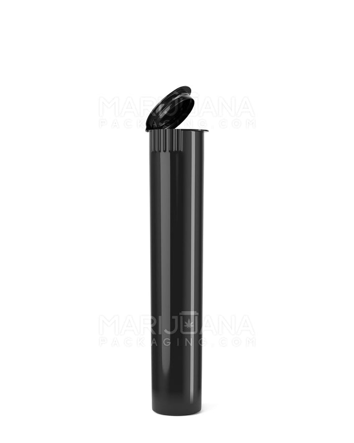 Child Resistant Pop Top Opaque Plastic Pre-Roll PCR Tubes (Open) | 95mm - Black | Sample Image