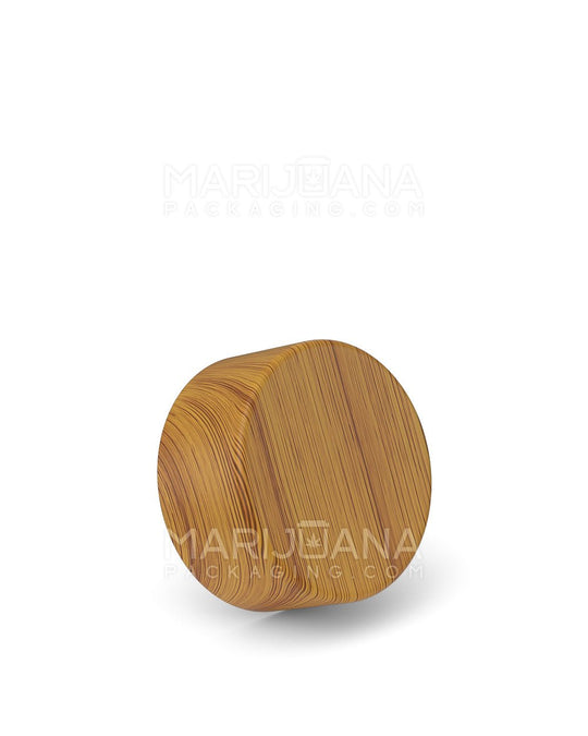 Child Resistant Flat Push Down & Turn Plastic Caps w/ Foam Liner | 28mm - Bamboo Wood | Sample - 1