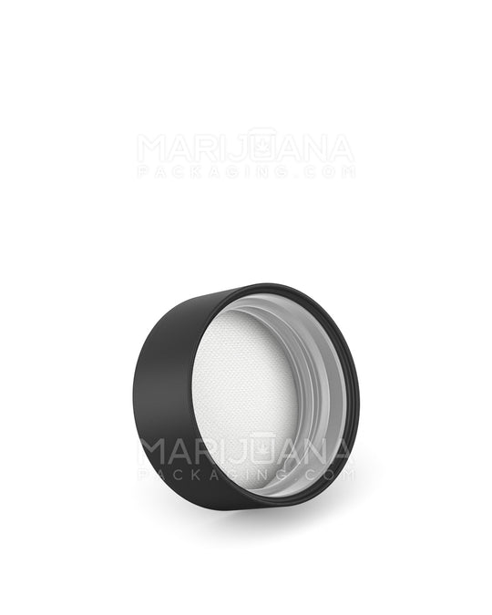 Child Resistant | Smooth Push Down & Turn Plastic Caps w/ Foil & Heat Liner | 28mm - Matte Black - 504 Count