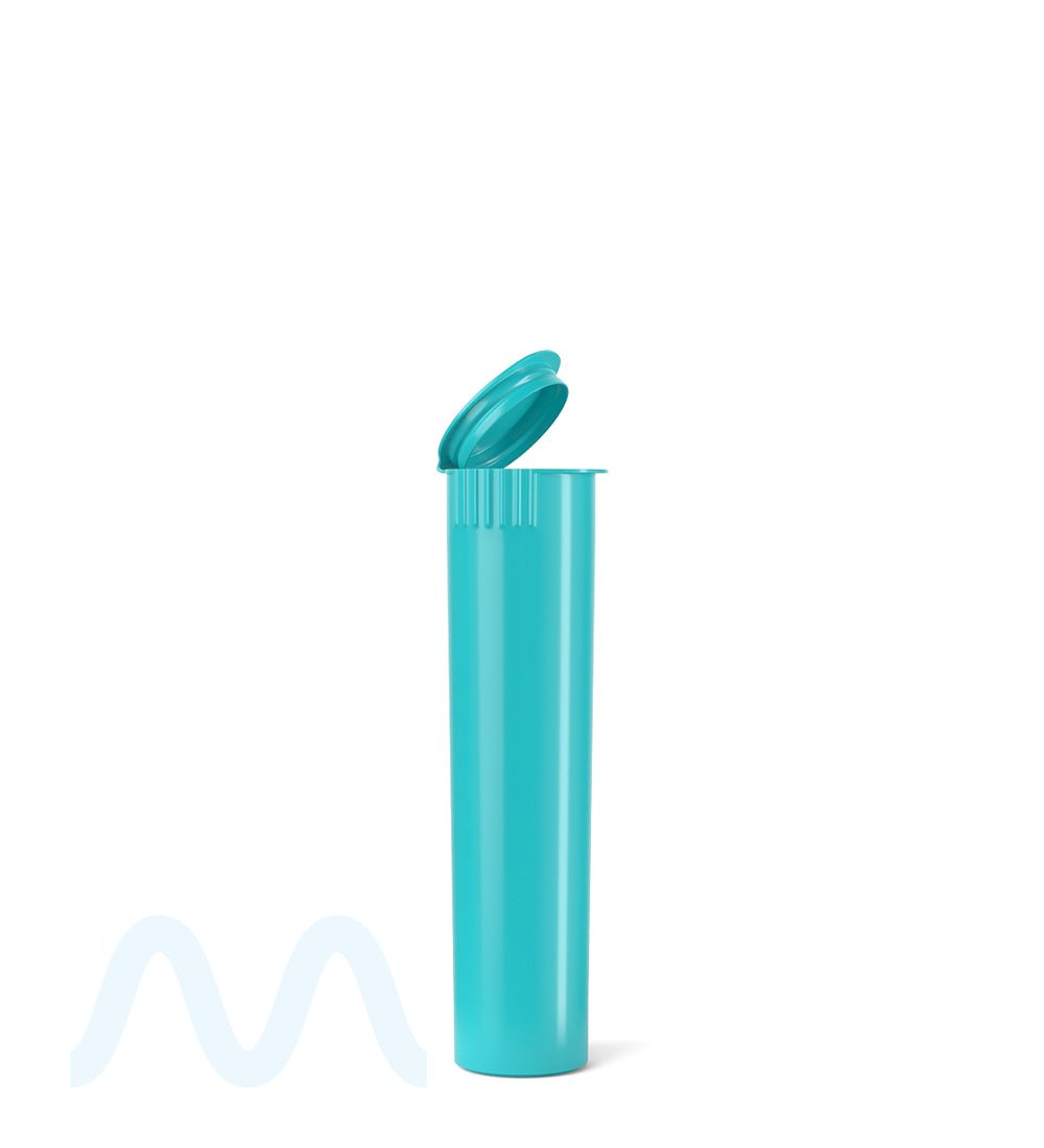 Child Resistant | 1 1/4 Size Pop Top Opaque Plastic Pre - Roll Tubes | 84mm - Teal - 1000 Count - 1