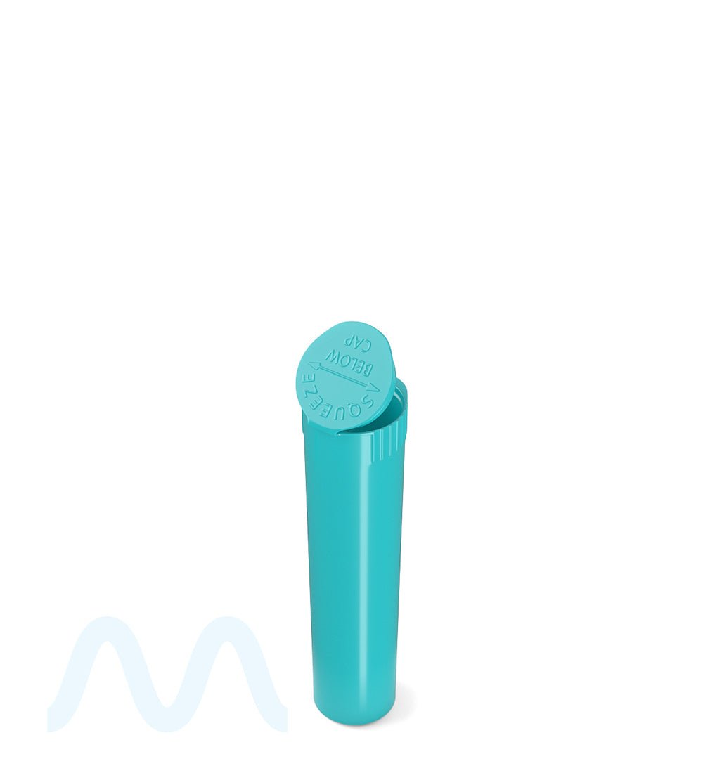 Child Resistant | 1 1/4 Size Pop Top Opaque Plastic Pre - Roll Tubes | 84mm - Teal - 1000 Count - 7