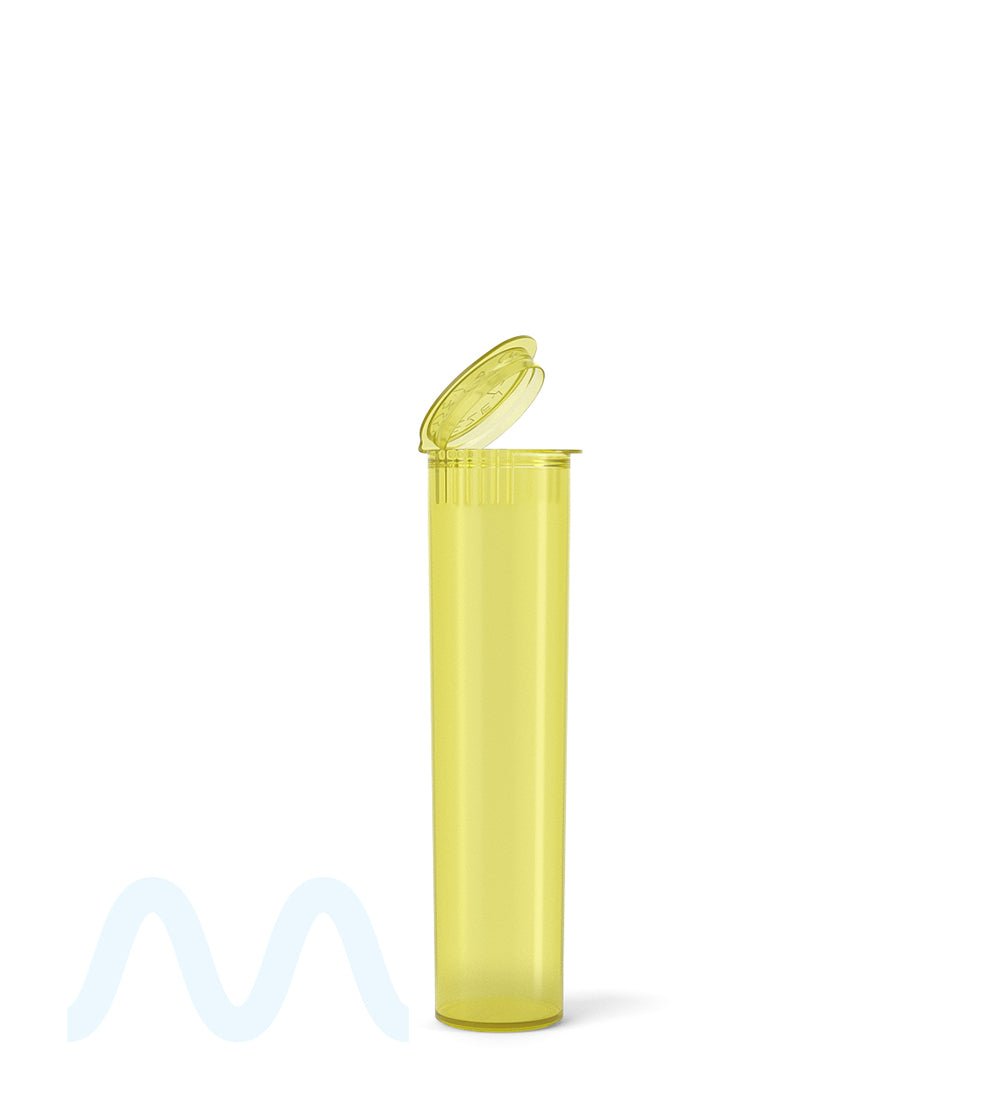 SQUEEZETOPS® | Child Resistant Pop Top Plastic Pre - Roll Tubes | 84mm - Yellow - 1000 Count - 1