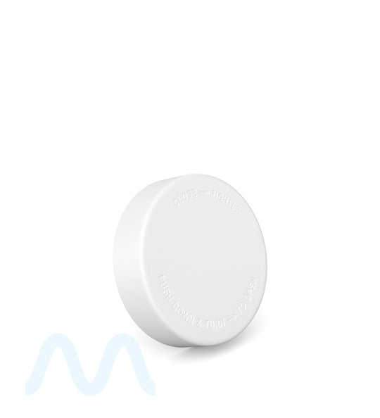 POLLEN GEAR | Flush V2 Child Resistant Smooth Push Down & Turn Plastic Universal Caps w/ PE Foam Liner | 48mm - Matte White - 120 Count