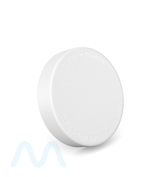 POLLEN GEAR | Child Resistant Kolossus Push Down & Turn Plastic Caps w/ PE Foam Liner | 66mm - Matte White - 360 Count