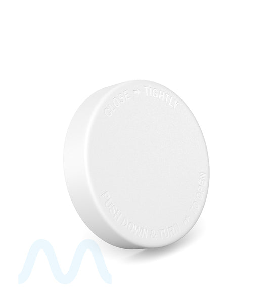 POLLEN GEAR | Child Resistant Kolossus Push Down & Turn Plastic Caps w/ PE Foam Liner | 66mm - Matte White - 540 Count