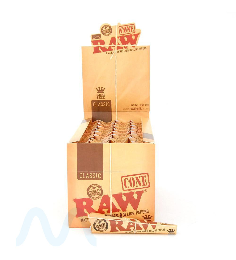 RAW | 'Retail Display' Classic King Size Pre - Rolled Cones | 109mm - Hemp Paper - 96 Count - 1