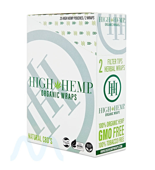 HIGH HEMP | 'Retail Display' Organic Hemp Blunt Wraps | 100mm - Original - 25 Count - 1