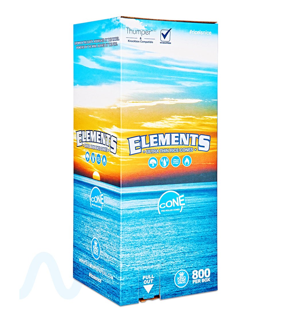 ELEMENTS | King Size Ultra Thin Pre - Rolled Rice Cones | 109mm - Rice Paper - 800 Count - 1