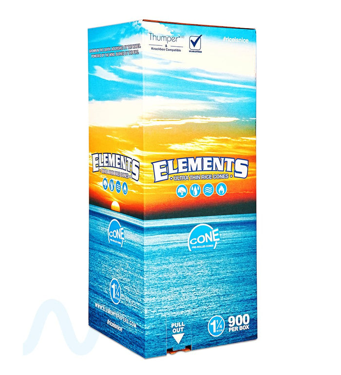 ELEMENTS | Ultra Thin 1 1/4 Size Pre-Rolled Rice Cones | 84mm - Rice Paper - 900 Count Image