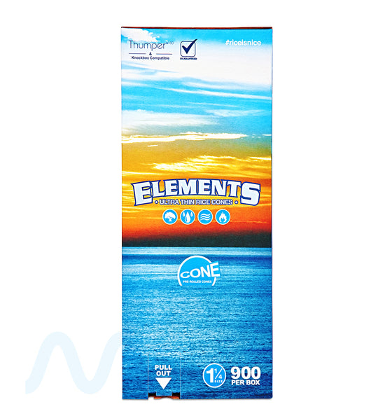 ELEMENTS | Ultra Thin 1 1/4 Size Pre-Rolled Rice Cones | 84mm - Rice Paper - 900 Count