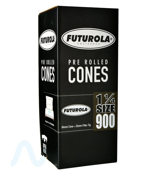 FUTUROLA | 1 1/4 Size Pre - Rolled Cones | 84mm - Classic White Paper - 900 Count - 1