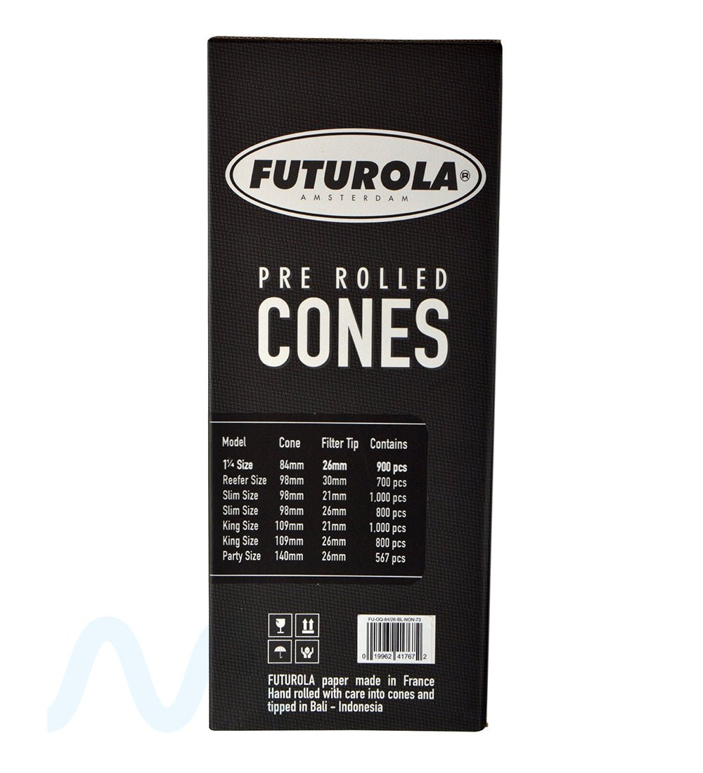 FUTUROLA | 1 1/4 Size Pre - Rolled Cones | 84mm - Classic White Paper - 900 Count - 3