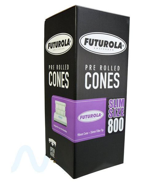 FUTUROLA | Slim Size Pre - Rolled Cones | 98mm - Classic White Paper - 800 Count - 1