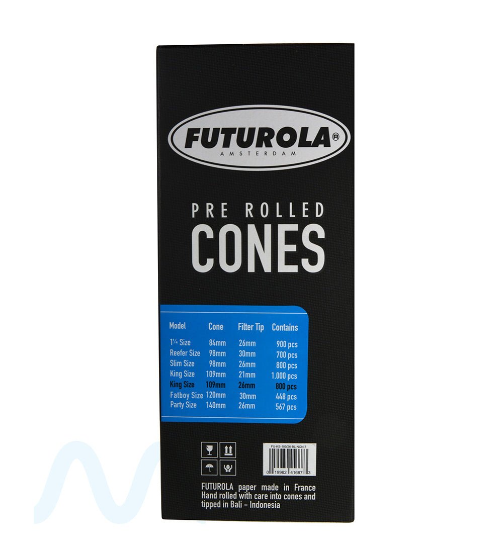 FUTUROLA | King Size Pre - Rolled Cones | 109mm - Classic White Paper - 800 Count - 2