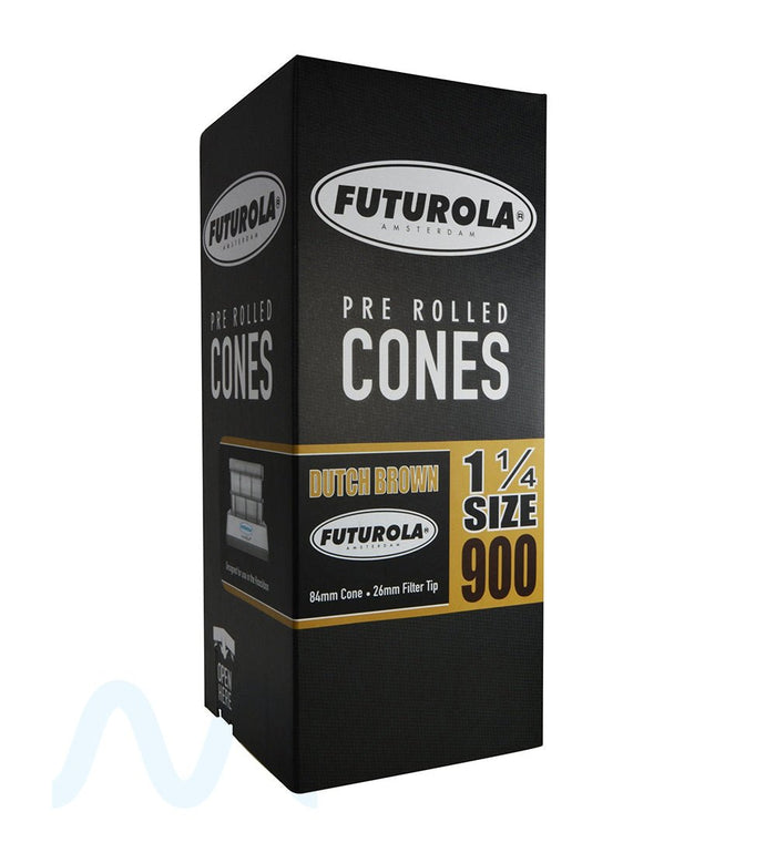 FUTUROLA | 1 1/4 Size Pre-Rolled Cones | 84mm - Dutch Brown Paper - 900 Count Image