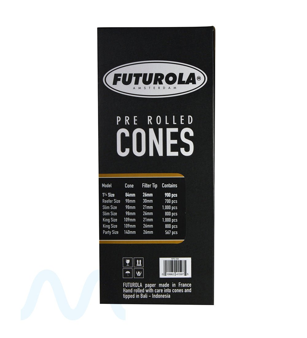 FUTUROLA | 1 1/4 Size Pre - Rolled Cones | 84mm - Dutch Brown Paper - 900 Count - 5