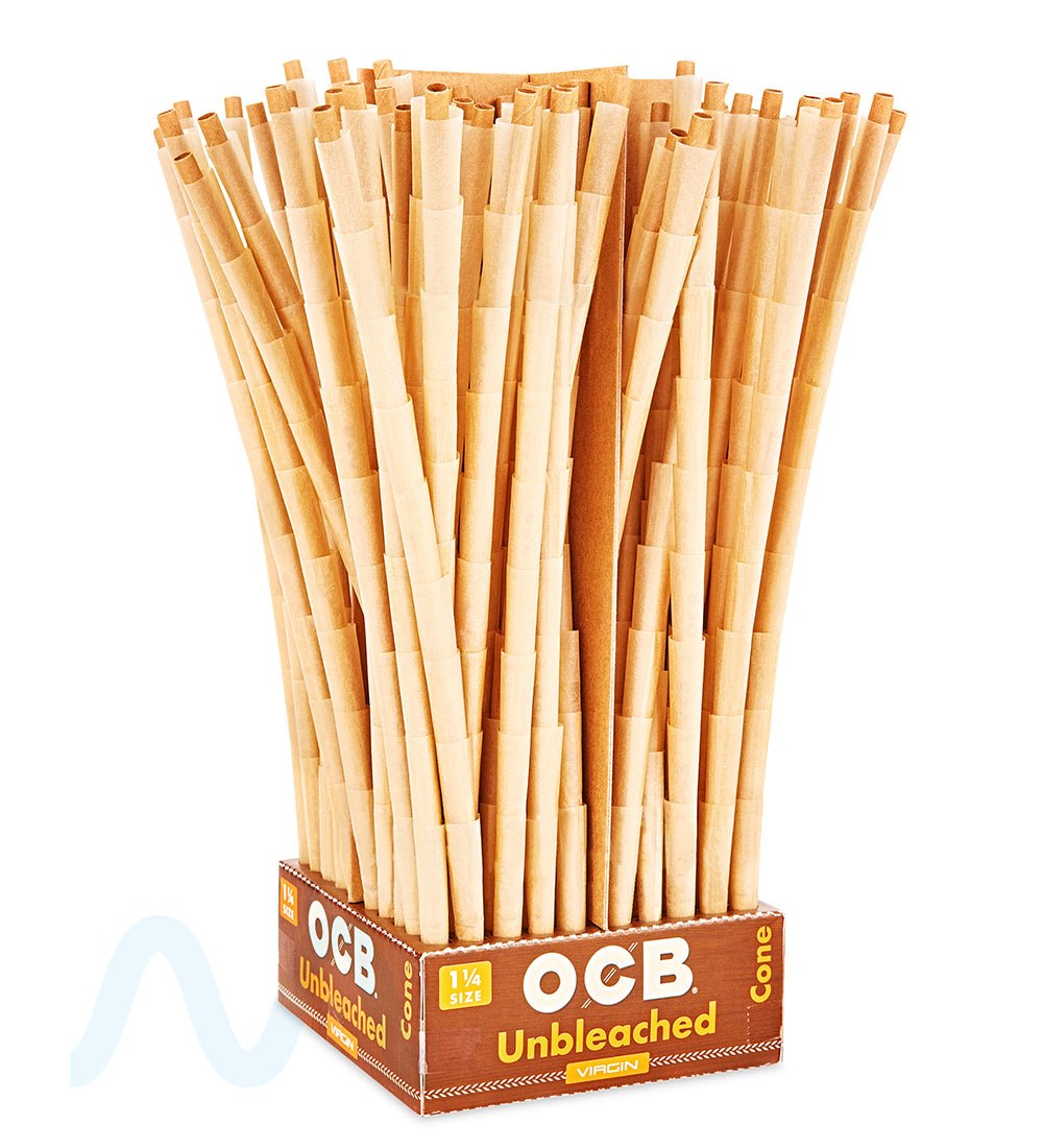 OCB | 1 1/4 Size Virgin Pre - Rolled Cones | 84mm - Unbleached Paper - 900 Count - 3