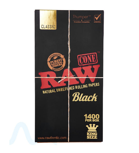 RAW | Black Classic King Size Pre - Rolled Cones | 109mm  - Unbleached Paper - 1400 Count - 4