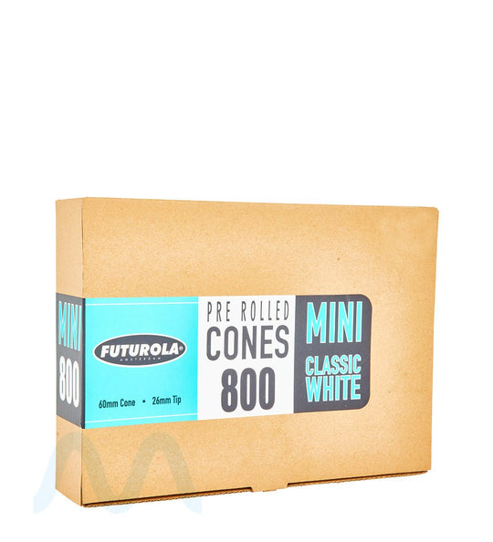 FUTUROLA | Mini Size Pre - Rolled Cones | 60mm - Classic White Paper - 800 Count - 1