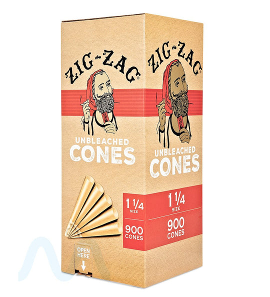 ZIG ZAG | 1 1/4 Size Pre - Rolled Cones | 84mm - Unbleached Paper - 900 Count - 1